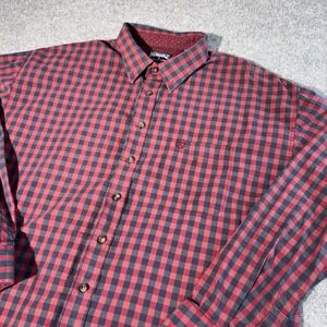 Panhandle Western Shirt Men's XXLT Red Blue Plaid Button Down Long Sleeve Cowboy